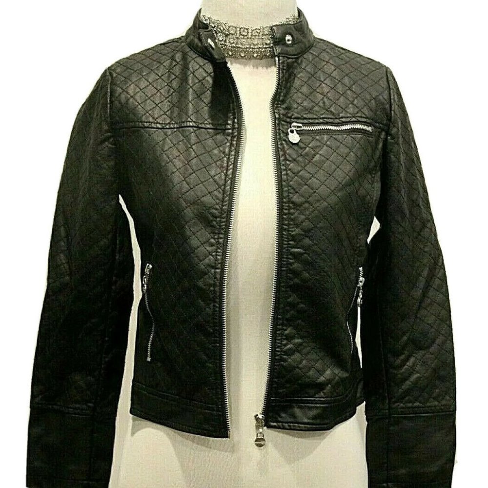 COFFEESHOP KIDS Faux Leather Quilted Moto Jacket